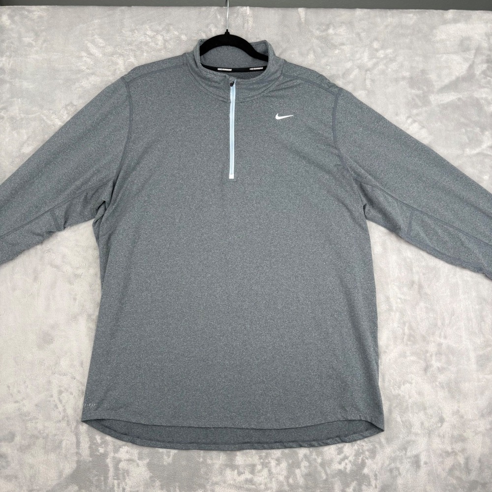 Nike Quarter Zip Pullover Mens XL‎ Gray Element Dri-FIT Running Top 504606-459